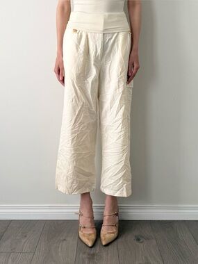 The row wool and silk high rise cropped trousers/capris